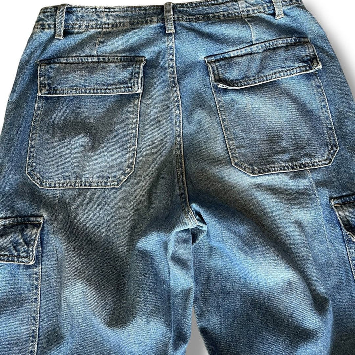 8 Pocket Denimco Vintage Blue Jeans |Straight Fit | Pre-Owned Streetwear Denim| Men Women | Unisex | Online Shopping