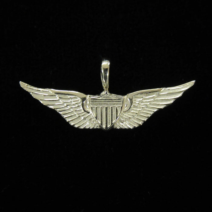 Basic Aviator Wing 1.25" White Gold Pendant