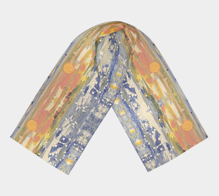 "Bruce County Winter" Long Scarf ( Buff, Peach, Blue, Yellow)