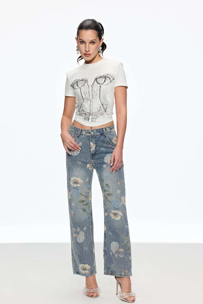 Caelius Floral Wide Leg Jeans