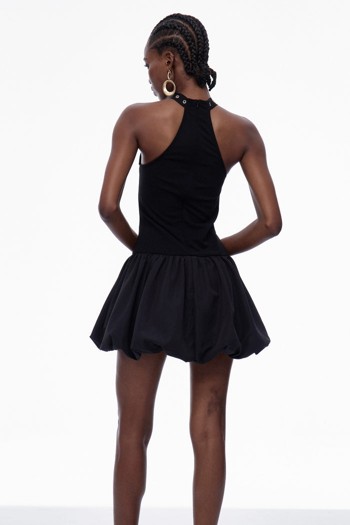 Carlisle Lace Up Puffy Mini Dress