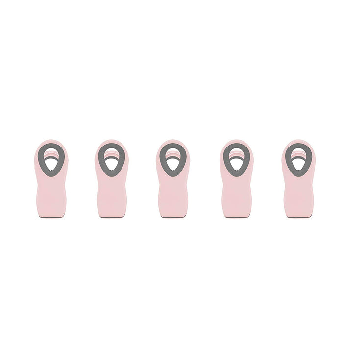 COOK with COLOR Set of Five Pink and Gray Magnetic Plastic Bag Chip Clips