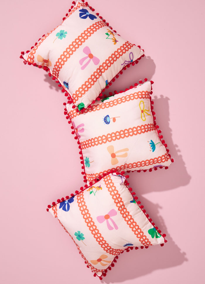 Friendship Bows Pompom Cushion