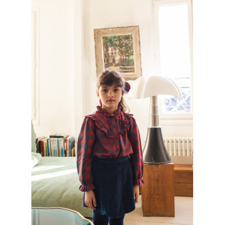 Imani Tunic Check Heart Navy Burgundy