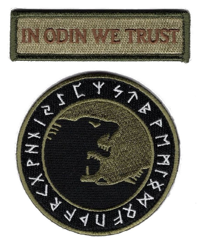 In Odin We Trust Viking Wolf Patch Bundle (Embroidered Hook) (2pc/Green)