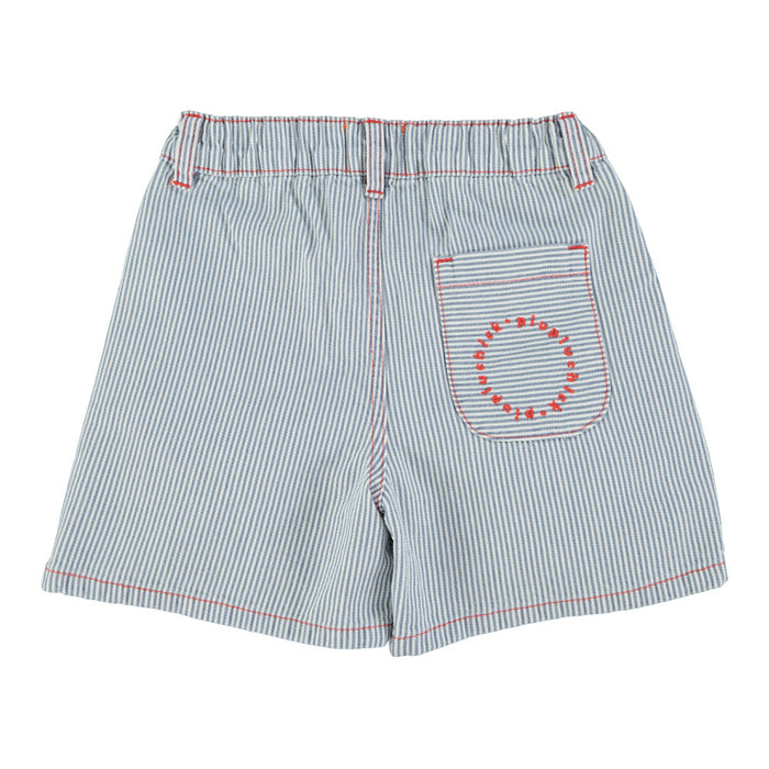 Indigo Stripes Shorts Ecru