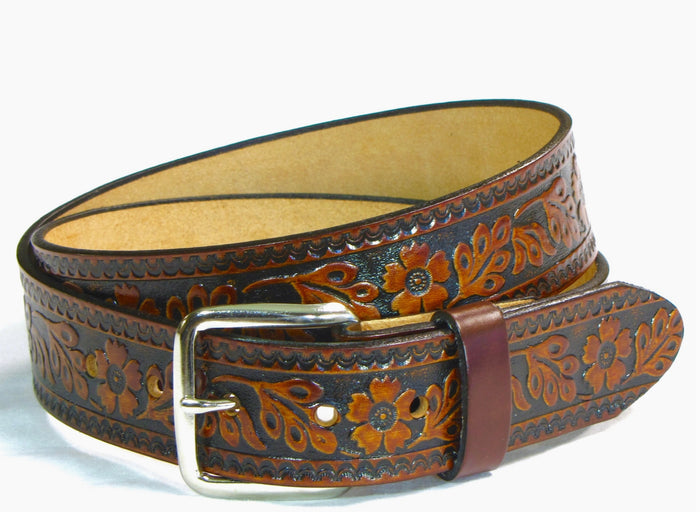 Legacy Leather Goods - Full Grain Tooled Leather Belt - La Lovely Vintage