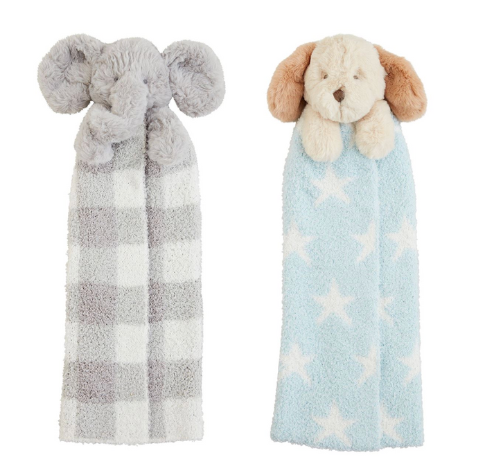 Musical Chenille Cuddle Pal- Elephant or Puppy - Pine & Moss