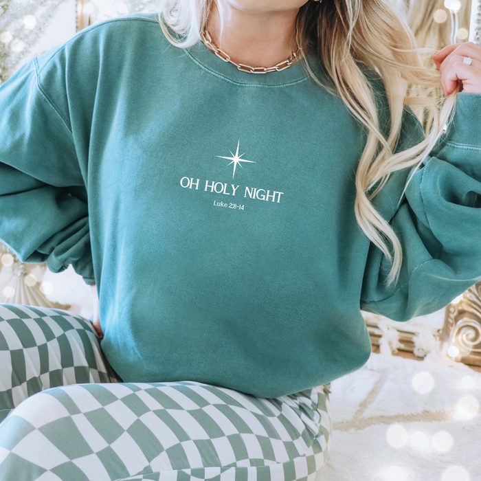 Oh Holy Night Christmas Christian Crewneck Sweatshirt
