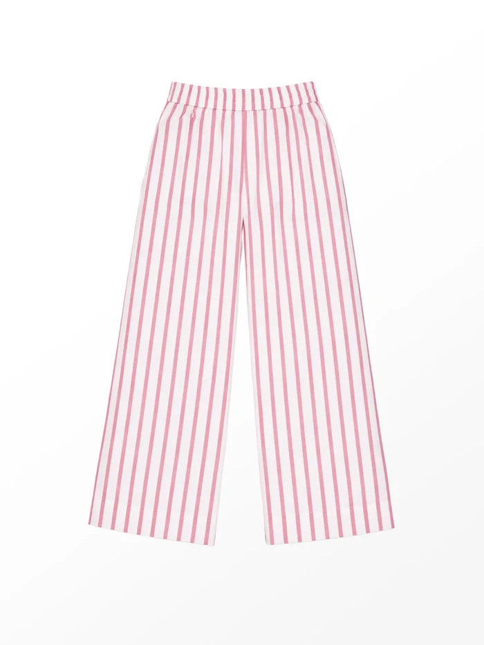 Pink Stripe Cotton Blend Trousers Co-Ord Resort Holiday Set
