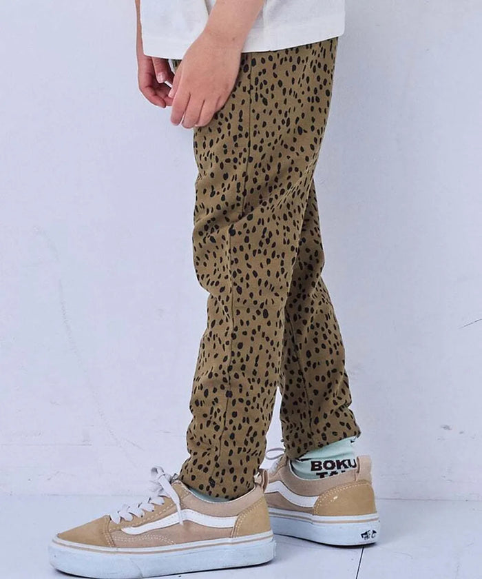 Stretched Patterned Pants Khaki Print