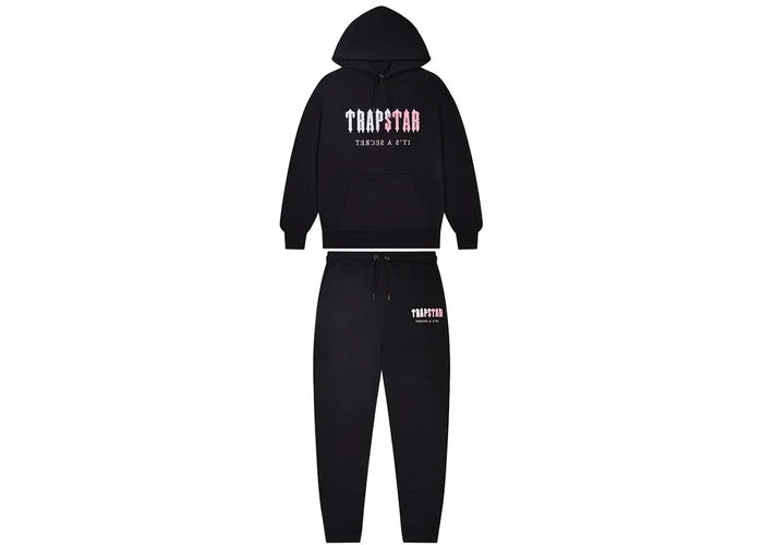 Trapstar Chenille Decoded Hoodie Tracksuit Black/Pink