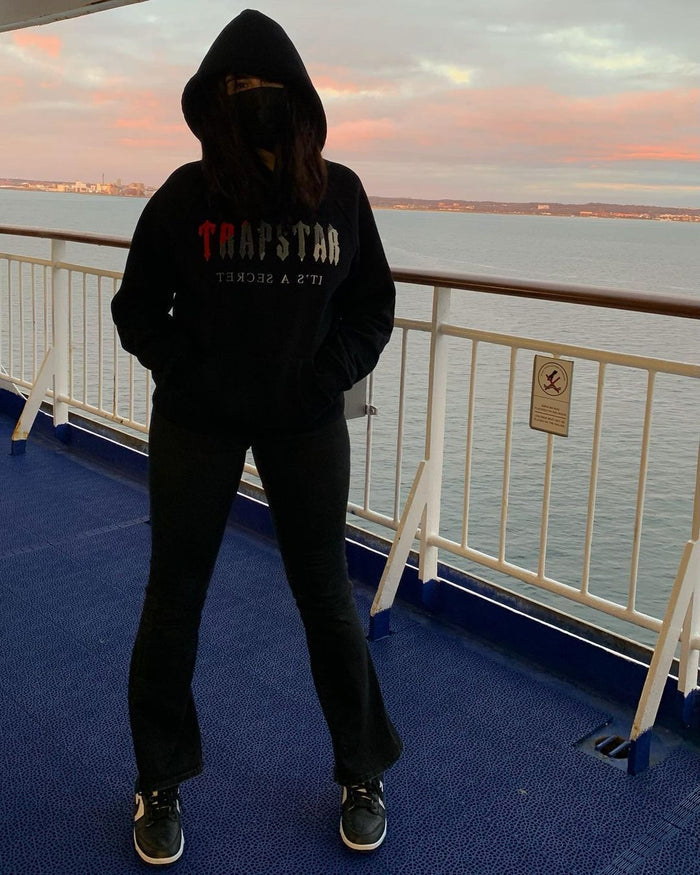 Trapstar Chenille Decoded Hoodie Tracksuit Black/Red