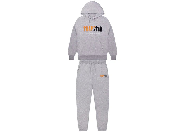 Trapstar Chenille Decoded Hoodie Tracksuit Grey/Orange