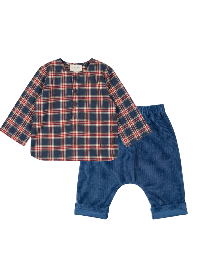 Uncle Shirt Twill Tartan Dark Navy