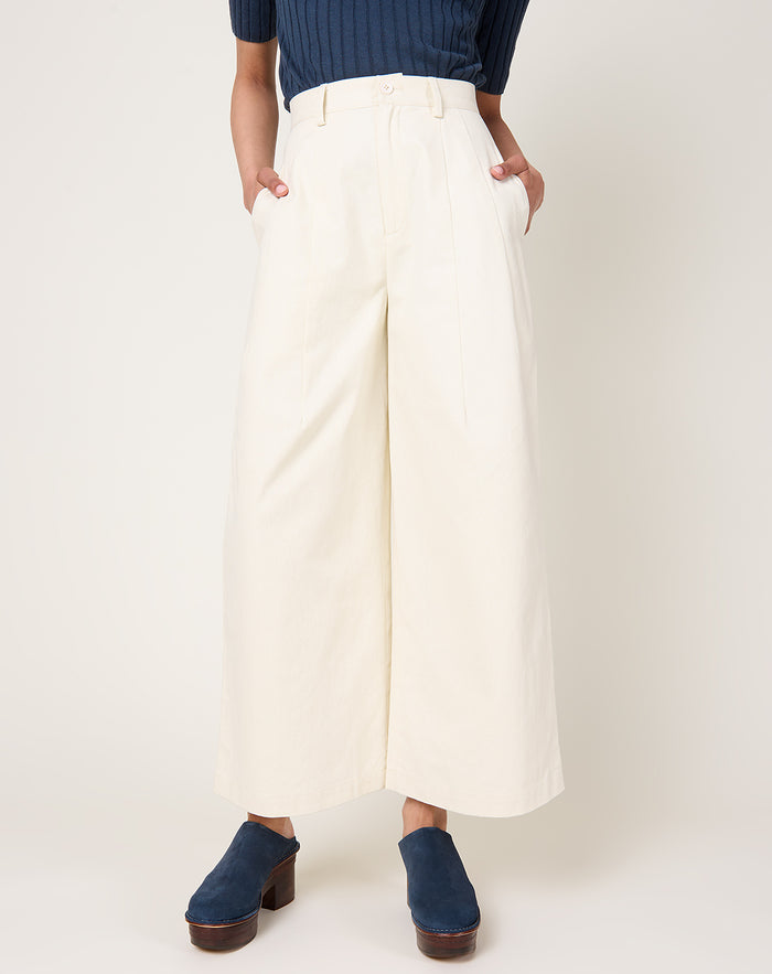 7115 by Szeki Wide-Legged Skate Trouser in Pearl White