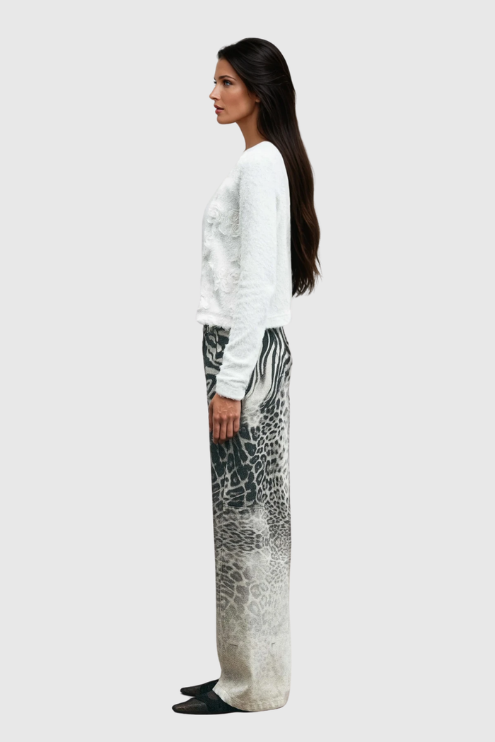 Zisel Leopard Straight Jeans