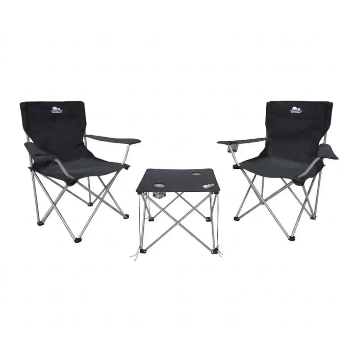 סט קמפינג Lite Camping של Go Nature: שולחן ושני כיסאות שטח מתקפלים מבד אוקספורד בתוך תיק נשיאה