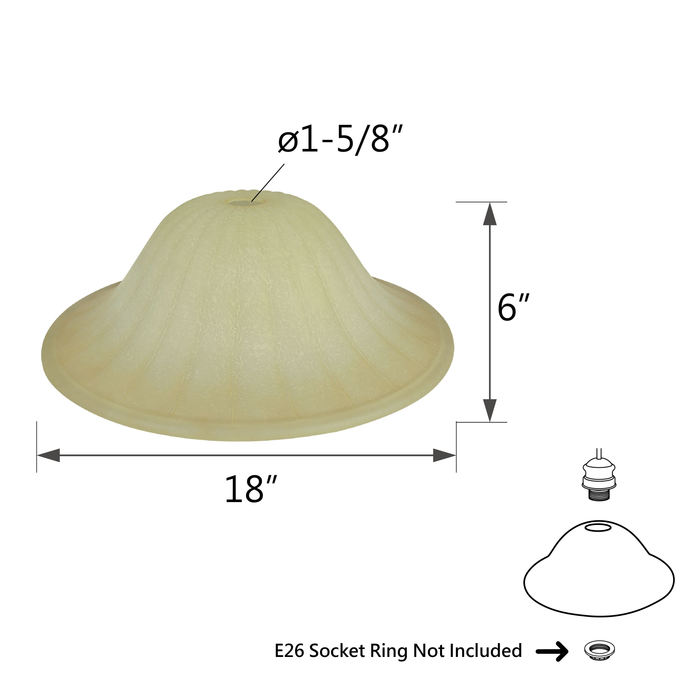 # 23092-01 Amber Transitional Style Replacement Torchiere Glass Shade, 6" high x 18" diameter