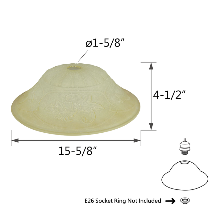 # 23093-01 Amber Transitional Style Replacement Torchiere Glass Shade, 4-1/2" high x 15-5/8" diameter