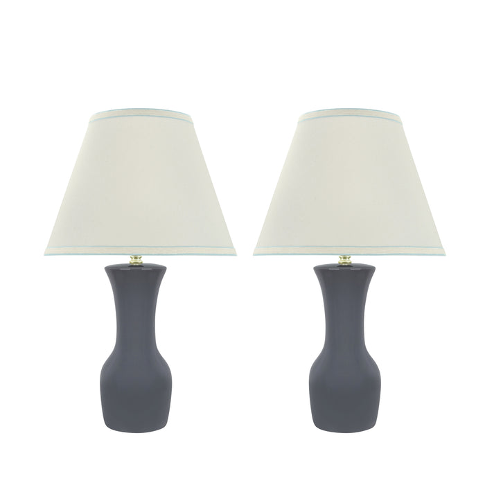 # 40208-22, Two Pack, 21" High Transitional Ceramic Table Lamp, Hardback Empire Shaped Lamp Shade in Off White, 12.5" Wide