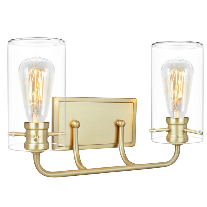# 62235-2 Two-Light Metal Bathroom Vanity Wall Light Fixture, 16" Wide, Transitional Design in Antique Brass