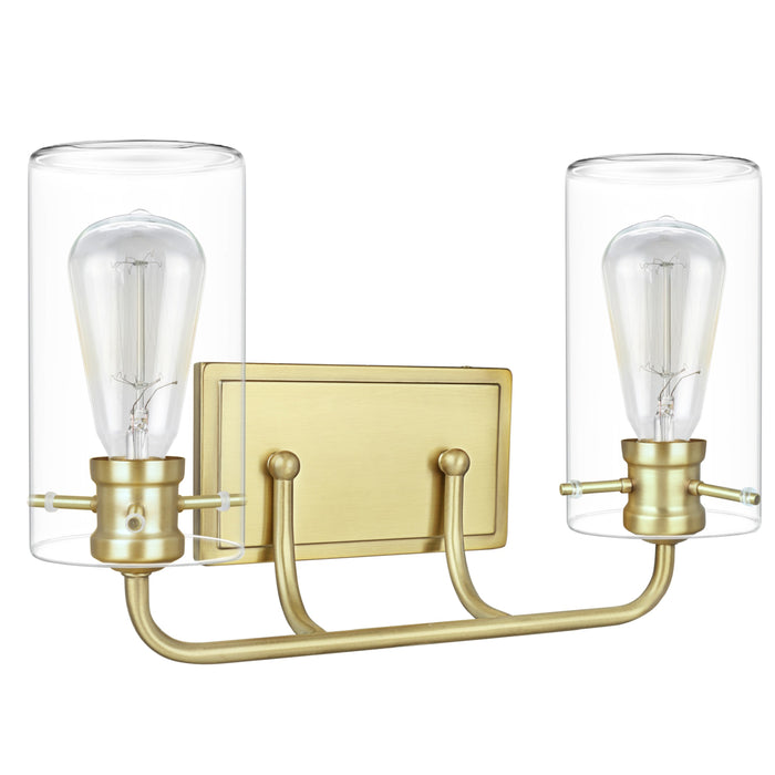 # 62235-2 Two-Light Metal Bathroom Vanity Wall Light Fixture, 16" Wide, Transitional Design in Antique Brass
