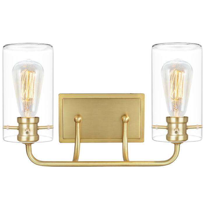 # 62235-2 Two-Light Metal Bathroom Vanity Wall Light Fixture, 16" Wide, Transitional Design in Antique Brass