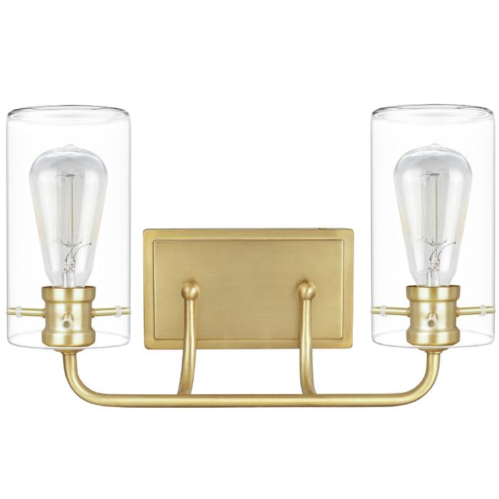 # 62235-2 Two-Light Metal Bathroom Vanity Wall Light Fixture, 16" Wide, Transitional Design in Antique Brass