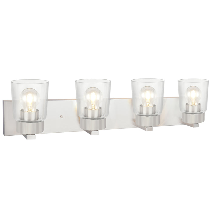 # 62245 Four-Light Metal Bathroom Vanity Wall Light Fixture, 32" Wide, Transitional Design in Brushed Nickel