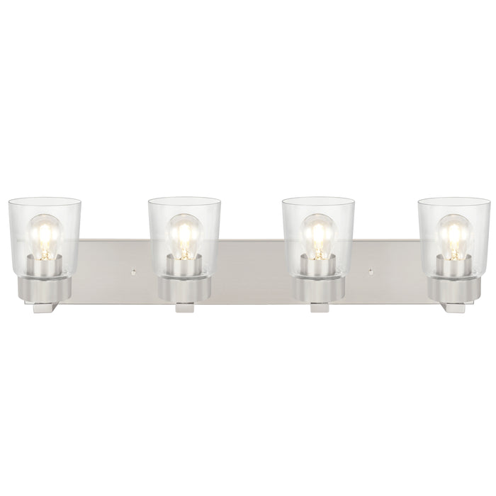 # 62245 Four-Light Metal Bathroom Vanity Wall Light Fixture, 32" Wide, Transitional Design in Brushed Nickel