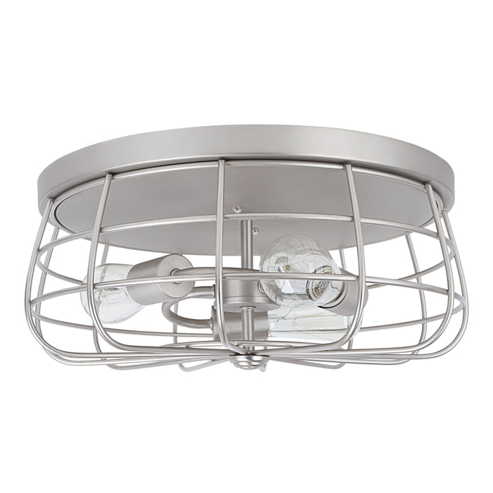 # 63020-11 Three-Light Flush Mount Ceiling Light Fixture, Transitional Design in Brushed Nickel Finish, Wire Shade, 15-3/4" Diameter