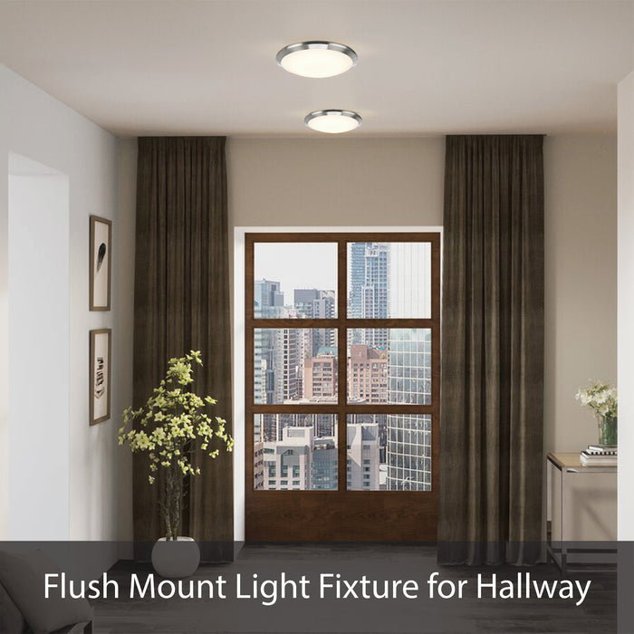# 63020-11 Three-Light Flush Mount Ceiling Light Fixture, Transitional Design in Brushed Nickel Finish, Wire Shade, 15-3/4" Diameter