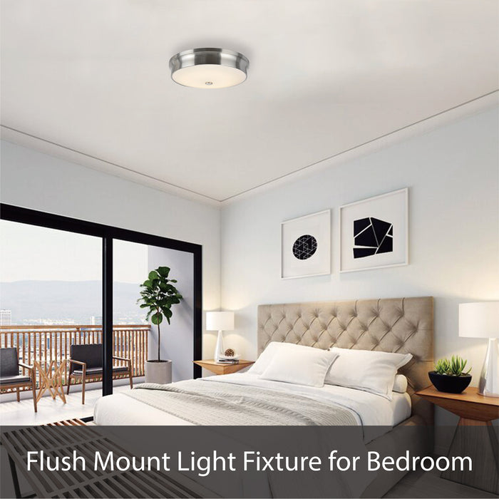 # 63020-11 Three-Light Flush Mount Ceiling Light Fixture, Transitional Design in Brushed Nickel Finish, Wire Shade, 15-3/4" Diameter