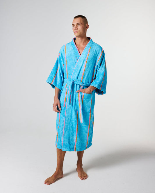 Aegean Stripe Bamboo Terry Bath Robe