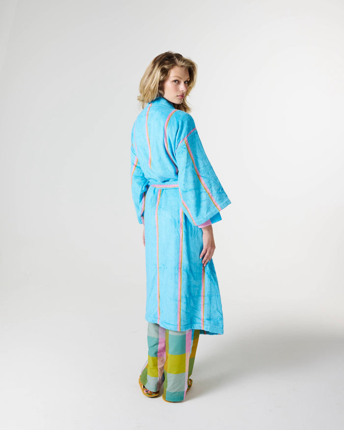 Aegean Stripe Bamboo Terry Bath Robe