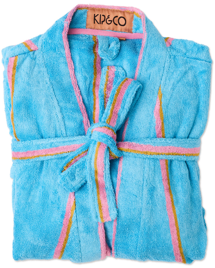 Aegean Stripe Bamboo Terry Bath Robe