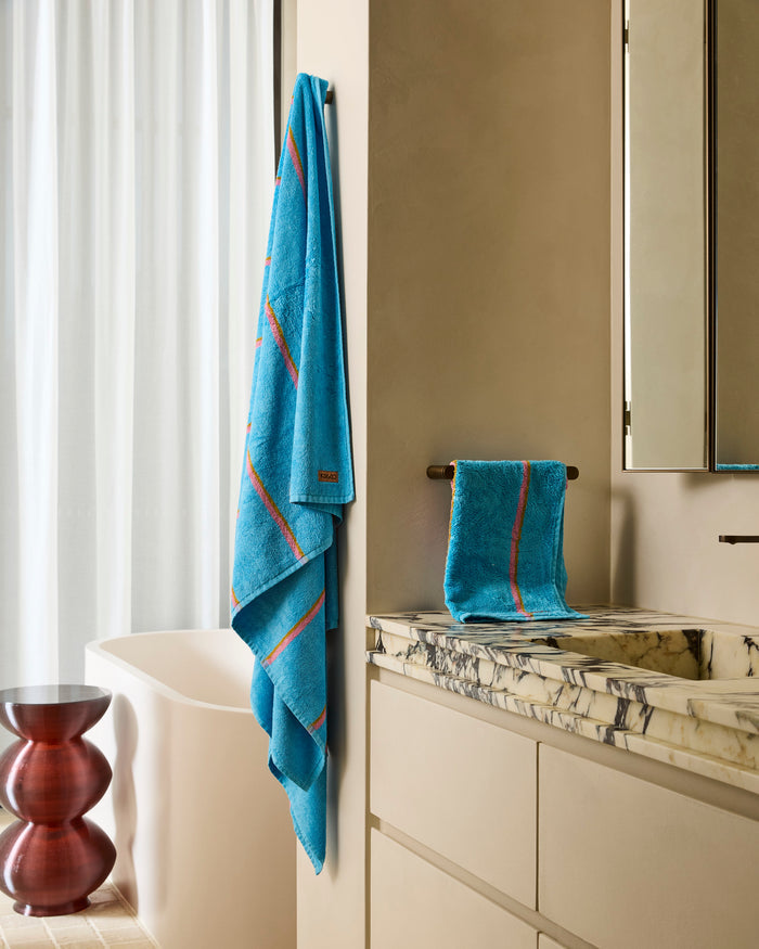 Aegean Stripe Bamboo Terry Bath Sheet