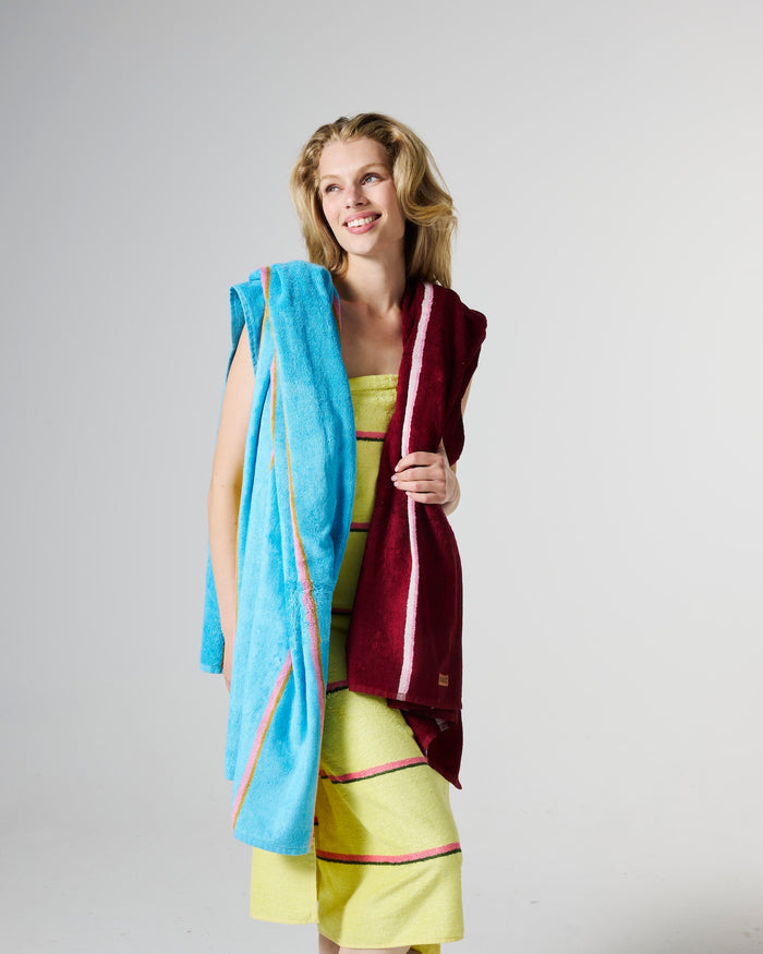 Aegean Stripe Bamboo Terry Bath Sheet