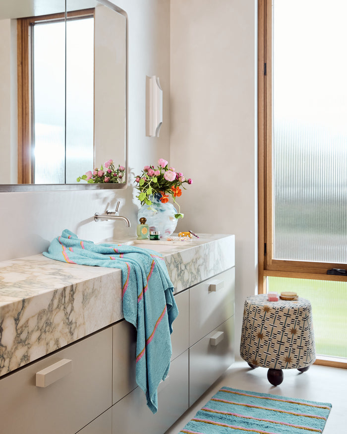 Aegean Stripe Bamboo Terry Hand Towel
