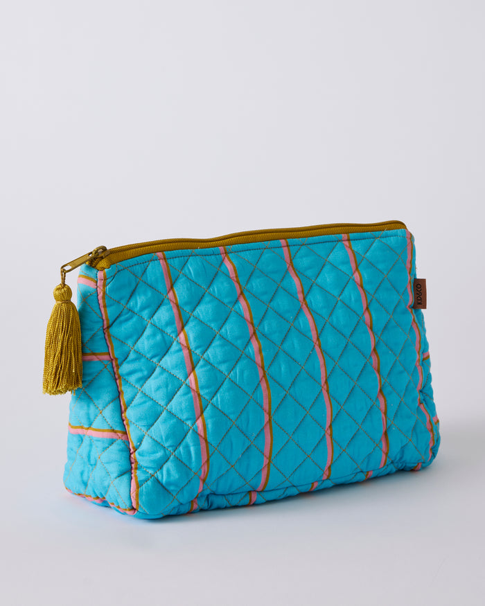 Aegean Stripe Quilted Cotton Toiletry Purse
