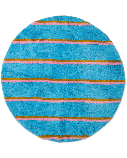 Aegean Stripe Round Bath Mat