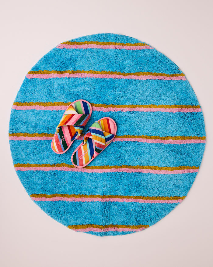 Aegean Stripe Round Bath Mat