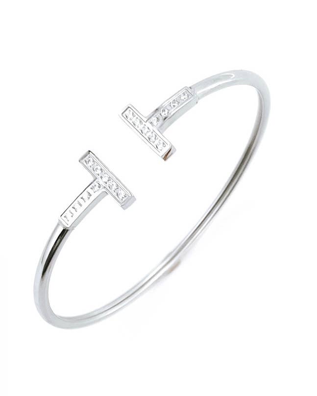 Agnes Crystal Bangle Cuff Bracelet | Gold