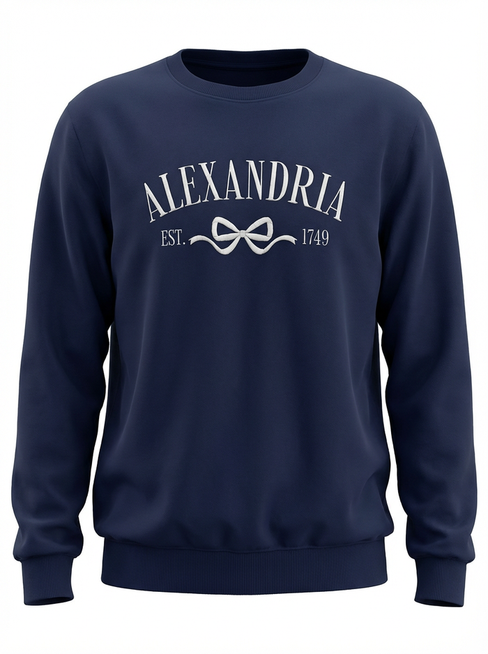 Alexandria Embroidered Bow Sweatshirt - Navy