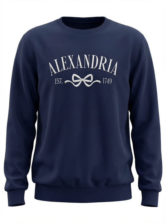 Alexandria Embroidered Bow Sweatshirt - Navy