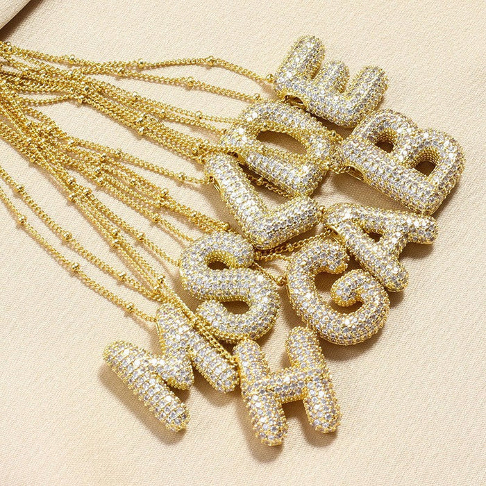 Alphabet Diamond Pendant Necklace