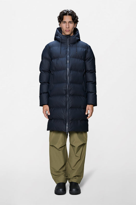 RAINS Alta Longer Puffer Jacket Navy Jacket