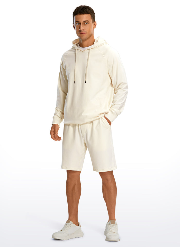 CRZ YOGA Men's Lounge Bermuda Amenity Sweat Shorts Pockets 9'' White Apricot