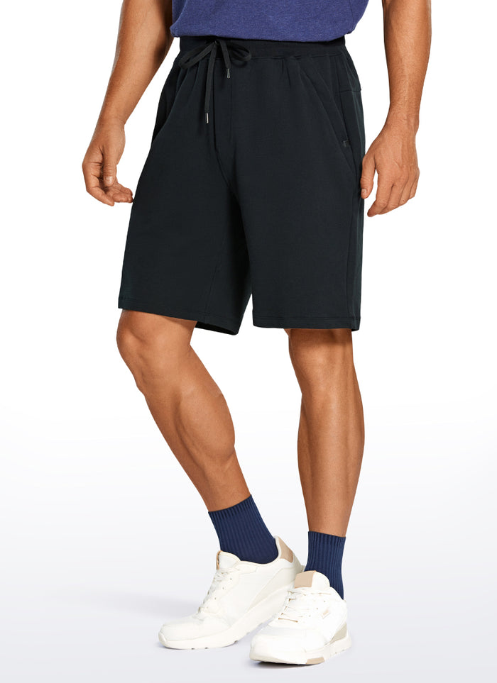 CRZ YOGA Men's Lounge Bermuda Amenity Sweat Shorts Pockets 9'' Black